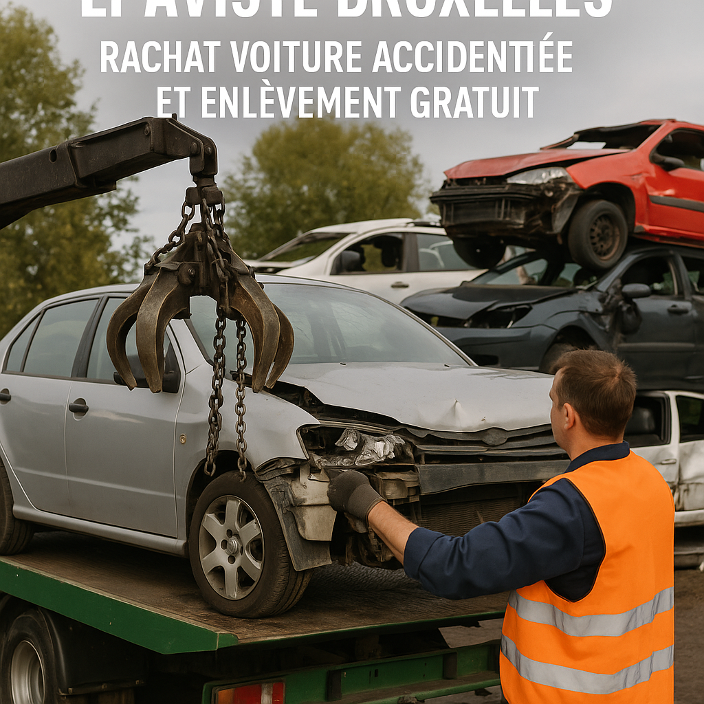 Voiture accidentée en ville, service d'épaviste à Bruxelles pour rachat et enlèvement gratuit d'épaves.